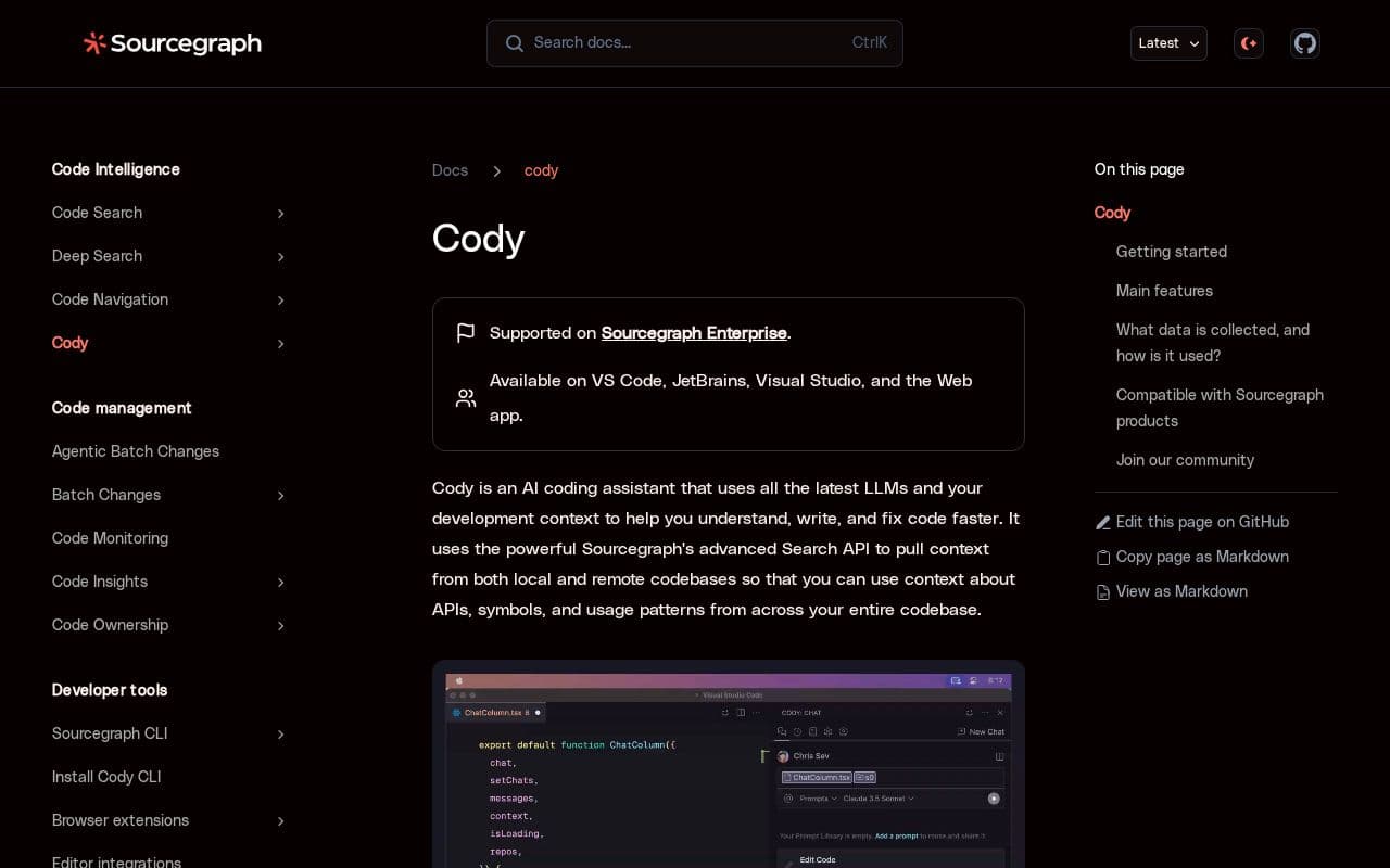 Sourcegraph Cody screenshot