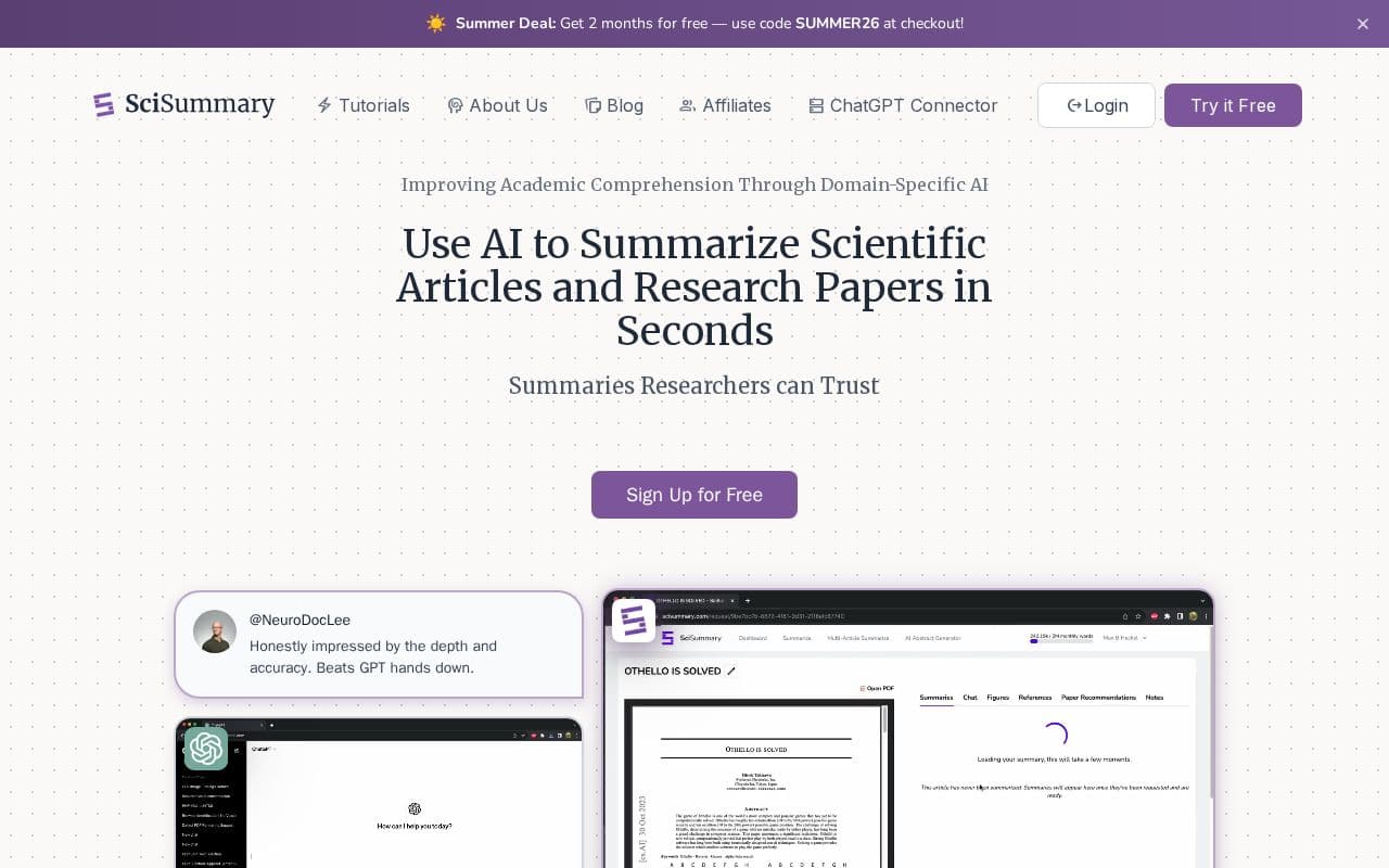 SciSummary screenshot