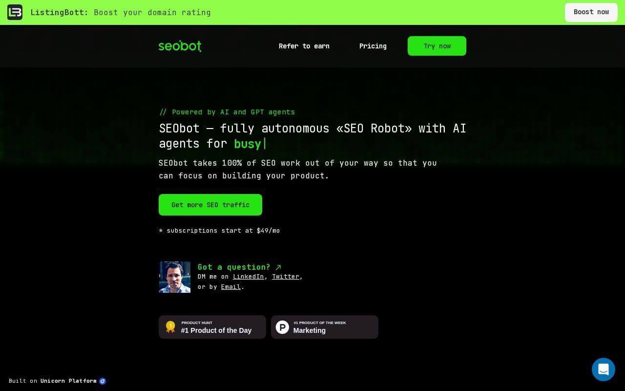 SEObot screenshot