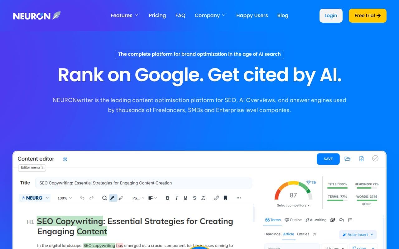 NeuronWriter screenshot